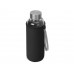 Бутылка для воды "Pure" c чехлом, 420 мл, черный с нанесением логотипа компании