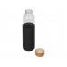 Бутылка для воды стеклянная "Refine", в чехле, 550 мл, черный с нанесением логотипа компании