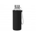 Бутылка для воды "Pure" c чехлом, 420 мл, черный с нанесением логотипа компании