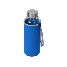 Бутылка для воды "Pure" c чехлом, 420 мл, синий с нанесением логотипа компании