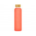 Стеклянная бутылка с бамбуковой крышкой «Foggy», 600мл, красный с нанесением логотипа компании
