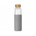 Бутылка для воды стеклянная "Refine", в чехле, 550 мл, серый с нанесением логотипа компании