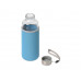 Бутылка для воды "Pure" c чехлом, 420 мл, голубой с нанесением логотипа компании