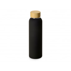 Стеклянная бутылка с бамбуковой крышкой «Foggy», 600мл, черный (Р) с нанесением логотипа компании