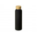 Стеклянная бутылка с бамбуковой крышкой «Foggy», 600мл, черный (Р) с нанесением логотипа компании