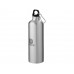 Алюминиевая бутылка для воды Oregon объемом 770 мл с карабином - Серебряный с нанесением логотипа компании