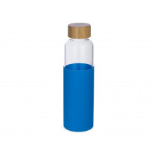 Бутылка для воды стеклянная "Refine", в чехле, 550 мл, голубой с нанесением логотипа компании