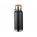 Медная спортивная бутылка с вакуумной изоляцией Thor объемом 480 мл, черный с нанесением логотипа компании