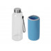 Бутылка для воды "Pure" c чехлом, 420 мл, голубой с нанесением логотипа компании