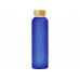 Стеклянная бутылка с бамбуковой крышкой «Foggy», 600мл, синий с нанесением логотипа компании