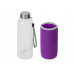 Бутылка для воды "Pure" c чехлом, 420 мл, фиолетовый с нанесением логотипа компании