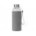 Бутылка для воды "Pure" c чехлом, 420 мл, серый с нанесением логотипа компании