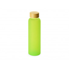 Стеклянная бутылка с бамбуковой крышкой «Foggy», 600мл, зеленое яблоко с нанесением логотипа компании
