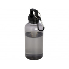 Бутылка для воды с карабином Oregon из переработанной пластмассы, 400 мл - Черный с нанесением логотипа компании