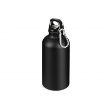 Матовая спортивная бутылка "Hip S" с карабином и объемом 400 мл, черный с нанесением логотипа компании
