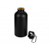 Матовая спортивная бутылка "Hip S" с карабином и объемом 400 мл, черный с нанесением логотипа компании