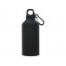 Матовая спортивная бутылка Oregon с карабином и объемом 400 мл, черный с нанесением логотипа компании