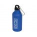 Матовая спортивная бутылка Oregon с карабином и объемом 400 мл, синий с нанесением логотипа компании