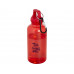 Бутылка для воды с карабином Oregon из переработанной пластмассы, 400 мл - Красный с нанесением логотипа компании
