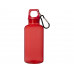 Бутылка для воды с карабином Oregon из переработанной пластмассы, 400 мл - Красный с нанесением логотипа компании