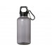 Бутылка для воды с карабином Oregon из переработанной пластмассы, 400 мл - Черный с нанесением логотипа компании