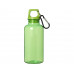 Бутылка для воды с карабином Oregon из переработанной пластмассы, 400 мл - Зеленый с нанесением логотипа компании