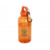 Бутылка для воды с карабином Oregon из переработанной пластмассы, 400 мл - Оранжевый с нанесением логотипа компании