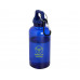Бутылка для воды с карабином Oregon из переработанной пластмассы, 400 мл - Синий с нанесением логотипа компании