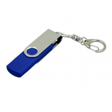 Флешка с  поворотным механизмом, c дополнительным разъемом Micro USB, 16 Гб, синий