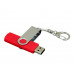 Флешка с  поворотным механизмом, c дополнительным разъемом Micro USB, 64 Гб, красный с нанесением логотипа компании