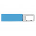 Флеш-карта USB 2.0 16 Gb с карабином "Hook", голубой/серебристый с нанесением логотипа компании