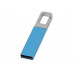 Флеш-карта USB 2.0 16 Gb с карабином "Hook", голубой/серебристый с нанесением логотипа компании