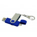 Флешка с  поворотным механизмом, c дополнительным разъемом Micro USB, 16 Гб, синий с нанесением логотипа компании