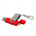 Флешка с  поворотным механизмом, c дополнительным разъемом Micro USB, 64 Гб, красный с нанесением логотипа компании