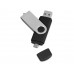 USB/micro USB-флешка 2.0 на 16 Гб «Квебек OTG», черный с нанесением логотипа компании