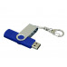 Флешка с  поворотным механизмом, c дополнительным разъемом Micro USB, 16 Гб, синий с нанесением логотипа компании