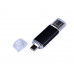 USB-флешка на 32 Гб c двумя дополнительными разъемами MicroUSB и TypeC, черный с нанесением логотипа компании