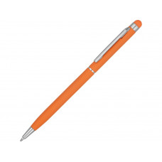 Ручка-стилус шариковая "Jucy Soft" с покрытием soft touch, оранжевый с нанесением логотипа компании