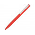 Ручка шариковая пластиковая "Bon" с покрытием soft touch, красный с нанесением логотипа компании