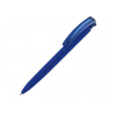 Ручка шариковая трехгранная UMA «TRINITY K transparent GUM», soft-touch,  темно-синий с нанесением логотипа компании