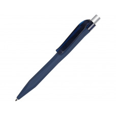 Ручка шариковая QS 20 PRT Z "софт-тач", синий/серебристый с нанесением логотипа компании