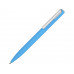 Ручка шариковая пластиковая "Bon" с покрытием soft touch, голубой с нанесением логотипа компании