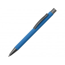 Ручка металлическая soft touch шариковая «Tender», голубой/серый с нанесением логотипа компании