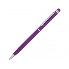 Ручка-стилус шариковая "Jucy Soft" с покрытием soft touch, фиолетовый с нанесением логотипа компании