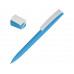 Ручка пластиковая soft-touch шариковая «Zorro», голубой/белый с нанесением логотипа компании