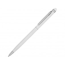 Ручка-стилус шариковая "Jucy Soft" с покрытием soft touch, белый с нанесением логотипа компании
