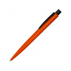Ручка шариковая металлическая «LUMOS M» soft-touch, оранжевый/черный с нанесением логотипа компании