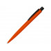 Ручка шариковая металлическая «LUMOS M» soft-touch, оранжевый/черный с нанесением логотипа компании