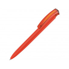 Ручка шариковая трехгранная UMA «TRINITY K transparent GUM», soft-touch, оранжевый с нанесением логотипа компании