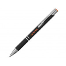 Ручка металлическая шариковая "Legend Mirror Gum" софт-тач с цветным слоем, черный / оранжевый
